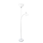 Simple Designs LF2000-WHT Mother-Daughter Floor Lamp with Reading Light, White 71.5"x 15.5"x 10"