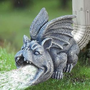 OwMell Gargoyle Gutter Guardian Downspout Statue, Garden Decorative Downspout Extension Statue Figurine, Gutter Guards for 3" x 4" Rain Downspout Splash Block, Downspout Extender Diverter