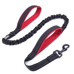 VIVAGLORY Heavy Duty Bungee Dog Lead with Dual Padded Handles, No Pull Reflective Training Dog Leash with Traffic Handle for Medium Large Dogs with Adjustable Sizes (120-165cm), Black