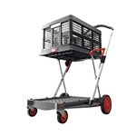 CLAX® The Original | Made in Germany | Multi use Functional Collapsible Carts | Mobile Folding Trolley | Shopping Cart with Storage Crate (Red)