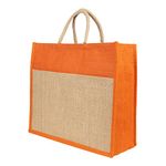 Double R Bags Big Eco Jute Grocery Shopping Bags for Carry Milk Fruits Vegetable with Reinforced Handles Jhola Bag - Kitchen Essential With Zipper (Pack of 1)