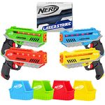 Nerf Laser Strike 4 Player Laser Tag Game Pack Complete with 4 300ft Range Blasters & 4 Holsters - Indoor or Outdoor Play Arcade Games, Toys for Kids & Family