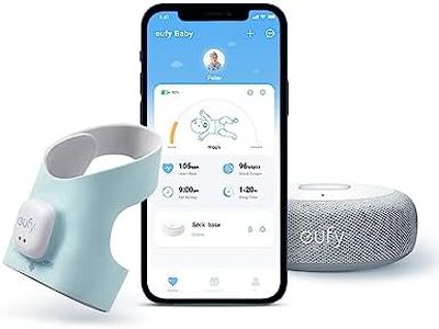eufy Baby S320 Smart Sock, Smart Baby Monitor, Track Sleep Patterns and Heart Rate, Soft and Comfortable, for Babies 0-18 Months, Use for 24 Hours, No Monthly Subscription Fee
