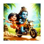 Akki Wold Lord Bhole Shiv ji with Boy Little Friend Wall Poster for Livng Room, Kids Room, Office (Size - 46CM X 46CM)