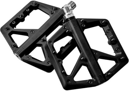 MTB Pedals, Large Platform with 18 Grippy Pins, Cr-Mo Spindle, Dual Bearings, Lightweight Nylon Fiber for BMX & MTB Bikes, 9/16 (Black)