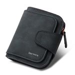 INOVERA (LABEL) Faux Leather Tri-fold Fashion Card Coin Small Clutch Wallet for Women - Black