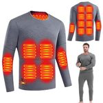 GHKWXUE Winter men's heated thermal underwear top USB Constant Temperature 16 Zone intelligent Heated underwear Fleece lining Long sleeves Heated thermal tops and base layers