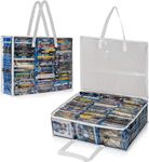 Besti Blu Ray Case Holder Organizer, Set of 2 Clear Plastic Bags with Handles for Storing Blurays, DVDs, CDs, Storage Bags for Video Game Cases, Holds Up to 90 Bluray and 60 DVD Cases (White)