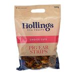 Hollings Pig Ear Strips Dog Treats, 100% Natural Air Dried Long Lasting Chews for Adult Dogs, Grain Free & High in Protein (500g)