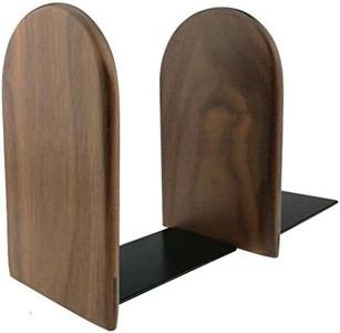 Winterworm Simple Nature Japanese Style Black Walnut Wood Bookends Book Ends for Home Office Library School Study Decoration Gift (Round,Large)