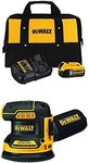 DEWALT 20V MAX Orbital Sander Brushless (DCW210B) and DEWALT 20V MAX Battery and Charger Kit with Bag, 5.0Ah (DCB205CK)