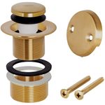 GSTARAM Bathtub Drain Tip-Toe Tub Trim Kit with Two-Hole Overflow Faceplate, All Brass Bathtub Drain Stopper Plug with Universal Fine/Coarse Thread, Lift & Turn Tub Conversion Set (Brushed Gold)