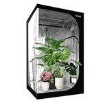 SunStream 32"x32"x64" Hydroponic Grow Tent for Indoor Plant Growing, 4X4 FT with Premium 600D Canvas, Observation Window and Floor Tray