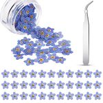 80 Pcs Natural Forget Me Not Dried Flowers Don't Forget Me Pressed Flowers Blue Dry Real Dried Pressed Flowers with Elbow Tweezers For Resin Scrapbooking DIY Jewellery Card Candle Craft Nail Decor