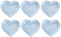 WHJY Blue Love Heart Shaped Ceramic Side Dish Bowl, Contemporary Porcelain Side Dishes Bowl, Seasoning Dishes Soy Dipping Sauce Dishes for Wedding Birthday Party- Set of 6