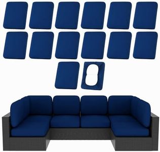 hyha 14Pcs Patio Cushion Covers, Stretch Outdoor Couch Cushion Covers Replacement, Washable Outdoor Chair/Sofa Slipcovers for Patio Furniture Cushions Protector with Elastic Bottom(Navy,Cover Only)