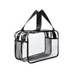 Clear Toiletry Bag, BAIYSFFG Large Clear Travel Toiletries Bag Thickened PVC Waterproof Makeup Bags with Handles Plastic Cosmetic Bag Travel Wash Bag with Zippers for Women Girls Men