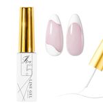 White Nail Polish - Painted Gel Nail Polish - 12ml Gel Liner Nail Art Gel Polish - Soak Off French Tip Manicure Gel UV/LED Gel Polish Pen for Painting Drawing Swirl Nails Home DIY