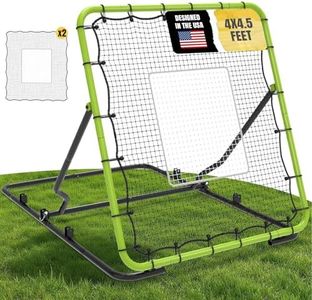 Suteck Baseball Rebounder Net 4x4.5ft - 2-Net, 3-Angle Adjustable Baseball Bounce Back Net for Multi-Sport Trainer, Ultra-Durable Pitchback for Solo Practice, Storage Bag for Easy Travel, Green