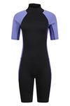 Mountain Warehouse Shorty Womens Wetsuit -2.5mm Thickness, Neoprene Ladies Swimsuit, Extended Puller, Flatlock Seams - For Spring Summer, Scuba Diving, Swimming Dusky Purple 16-18