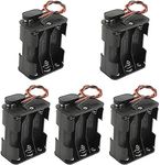 WMYCONGCONG 5 Pack 6 x 1.5V AA Battery Holder with Standard Snap Connector and Hard Plastic Housing T Type Wire (6AA)