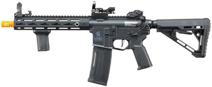 Lancer Tactical Gen 3 Hellion MLOK 10" Delta Stock Airsoft Rifle Lipo Battery Pack with Red Dot Sight & Grip (Black)