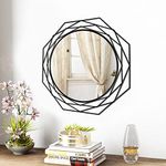 Yamyeud Decorative Wall Mirror Round Mirrors - Black 24 Inches Geometric Circle Mirror Personality Hanging Mirrors for Living Room, Bathroom, Bedroom, Entryway