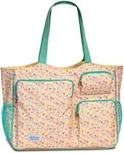 Fabrizio Bolsa de playa grande XXL con muchos bolsillos, para vacaciones, para el tiempo libre, verano, con cremallera, amarillo, Maße: ca B 52 x H 43 x T 17 cm