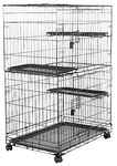 Amazon Basics Large 3-Tier Cat Cage Playpen Box Crate Kennel - 36 x 22 x 51 Inches, Black