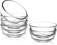 bellemax Glass Bowls for Kitchen Prep, Dessert, Dips, and Candy Dishes, Cake, Snack Bowl Or Nut Bowls, and Microwave Safe Clear Glass Bowls for Mixing, Storing Inch Size 4.5 Inch (Round - 02)