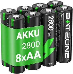 BATZONE 8 x AA Akkus, wiederaufladbare Mignon AA Akku, Typ NI-MH 2800mAh AA Akkus, geringe Selbstentladung 1.2v aa Batterien, mit Batterie Schutzbox