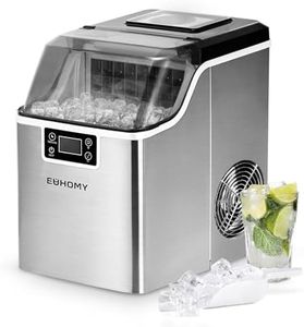 EUHOMY Ice Cube Maker Machine Countertop-2 Ways to Add Water, 24kg/Day, 24 Pcs Ready in 13 Mins, Self-Cleaning Portable ice maker with Ice Scoop & Basket, Perfect for Home/Kitchen/Office/Bar