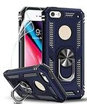 LeYi iPhone SE/5S/5 Case with Ring Holder Kickstand, Full Body Protective Silicone TPU Personalised Shockproof Tough Armour Phone Cover with Screen Protector for Apple iPhone SE/5S/5 Dark Blue