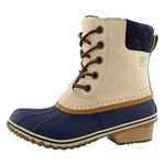 Sorel Women's Slimpack Lace Ii Snow Boot, Oatmeal, Collegiate Navy, 4 UK