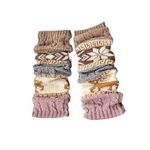 DODOLOOK Women Leg Warmer - Knee Leg Warmer Winter Boot Leg Warmer Knitted Long Cuff Socks Soft Corchet Ankle Warmer with snow Pattern (Christmas style)