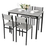 PULUOMIS Dining Table and Chairs Set 4, Breakfast Dining Table and 4 Chairs 5 Piece Dining Room Set, Modern Design for Kitchen Home Bistro Patio Garden, Grey