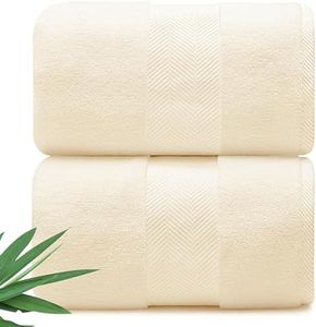 Alusa Home Ultra Soft & Plush Viscose from Bamboo Bath Sheets - 700 GSM Pack of 2 - Extra Large 70x35 in - Super Absorbent & Quick Drying (Papyrus)