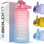 Boldfit Gym Gallon Bottle, 2 Litre water bottle for Gym Workout Motivational Sipper Bottle for Adults Gallon Gym Water Bottle for Home, Fitness for Men & Women 2 Litre Gallon (Pink-Blue, Plastic)