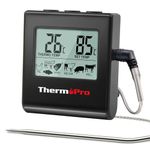 ThermoPro TP16B Digital Meat Thermometer Cooking Thermometer with Stainless Steel Long Food Temperature Probe for Liquids, Oven, Smoker, BBQ, Candy, Oil, Deep Frying Food Thermometer with Timer Alarm