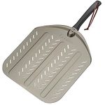 Q Pizza Aluminium Pizza Peel with Strap for Easy Storage - 12 x 14 inch Perforated Metal Pizza Paddle for Grill Oven - Spatula for Baking Bread Pastry Dough Pie & Cake, Pizza Slips On & Off Easily