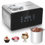 Homtone Soft Serve Automatic Ice Cream Maker LCD Touch Screen with Compressor, No Pre-freezing, 4 Modes, Adjusted Speed Ice Cream + Yogurt Maker, 1.6 Quart Homemade Ice Cream Machine