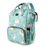 Luvlap Multifunctional Waterproof Diaper Bag-Backpack Cum Tote Bag/Travel Bag, Premium Oxford Waterproof Material, Large Storage Capacity with 15 Pockets, Green Unicorn (All Over Print)