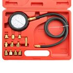 DASBET Engine Oil Pressure Tester Gauge and Automatic Transmission Fluid Diagnostic Tester Tool Kit 12PCS, TU-11A Diagnostic Test Kit, 500 PSI, 35 Bar Gauge with Hose and Adapters