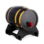 bar@drinkstuff Wooden Wine Barrel Dispenser Black Pine 5 Litre - Vintage Style Tabletop Wine Dispenser