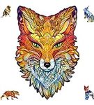 UNIDRAGON Wooden Jigsaw Puzzles - Fiery Fox, 107 pcs, Small 6.2"x9.4", Beautiful Gift Package, Unique Shape Best Gift for Adults and Kids