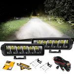 Auxbeam R4 60W LED Light Pods, 6.3 inch Square Offroad Driving Beam Pod Lights Bar, IP68 Waterproof White Off Road Light with Wiring Harness for Jeep Trucks SUV ATV UTV