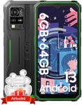 Blackview BV4800 Rugged Smartphone with Earphone, 6.56-inch HD Screen, Android 13 Go+DokeOs 3.1 Rugged Phone, 6GB RAM+64GB ROM (1TB Expand), 5180mAh, 13MP Camera, 4G Dual SIM/NFC/OTG- Green