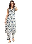 rytras Women's Cotton Printed Straight Kurta and Pant Set(Beige,XL)