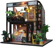 Flever Dollhouse Miniature DIY House Kit Creative Room with Furniture for Romantic Valentine's Gift(Time of Coffee)