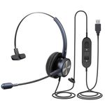 MAIRDI USB Headset with Microphone Noise Canceling for Zomm Microsoft Teams, PC Headset with mic for Office Call Center Customer Service Telephone Call, Computer Headphone for Dragon Nuance Speaking